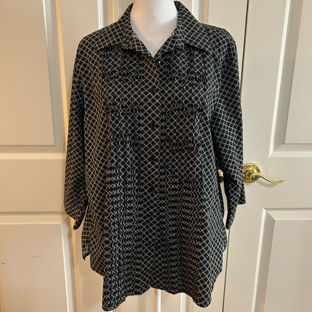 Coldwater Creek black & white check tunic, size 14-16